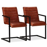 thumbnail of vidaXL Eetkamerstoelen 2 st echt leer bruin
