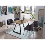 thumbnail of Möbilia eettafel 140 x 80 cm | blad MDF met eiken decor | metalen onderstel | B 140 x D 80 x H 75 cm | naturel-zwart | 18020007 | TAFEL serie