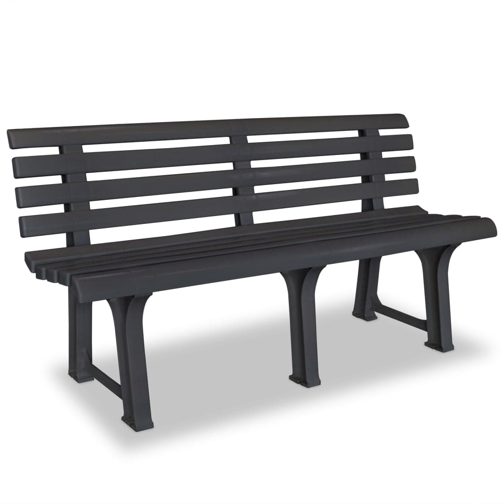 Parkbank KATO 145,5 cm Kunststoff Anthrazit | Gartenbank wetterfest Terrassenbank 3 Sitzer Sitzbank Rückenlehne