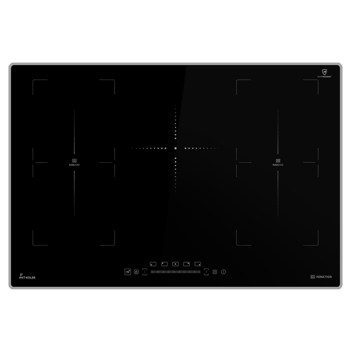 KKT KOLBE Einbau Induktionskochfeld Autark mit Rahmen 77 cm  5 Zonen 9 Stufen