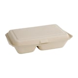 thumbnail of APS Schachteln mit 2 Fächern und kompostierbarem Scharnierdeckel aus Bagasse 253mm x 200 Bagasse 165x253xmm
