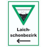 thumbnail of Laichschonbezirk Richtungspfeil links Schild A1 Rückseite selbstklebend