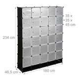 thumbnail of Relaxdays XXL Kleiderschrank Stecksystem, 25 Fächer, groß, 5 Kleiderstangen, Schlafzimmerschrank HxB 234x180 cm, schwarz