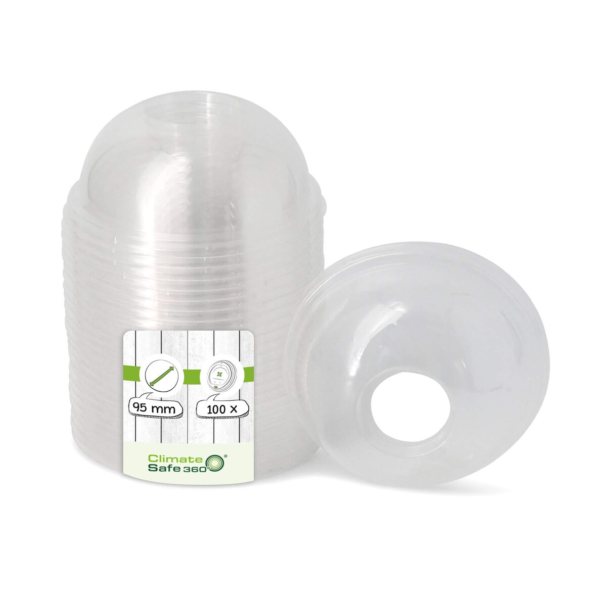 greenbox - PLA-Domdeckel Ø 95 mm, Halmloch, 100 St.
