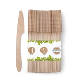 thumbnail of BIOZOYG 100 Stück Einwegmesser 18cm robustes Holzbesteck Umweltfreundliche Holzmesser Partybesteck aus nachhaltigem Holz extra stabile Qualität