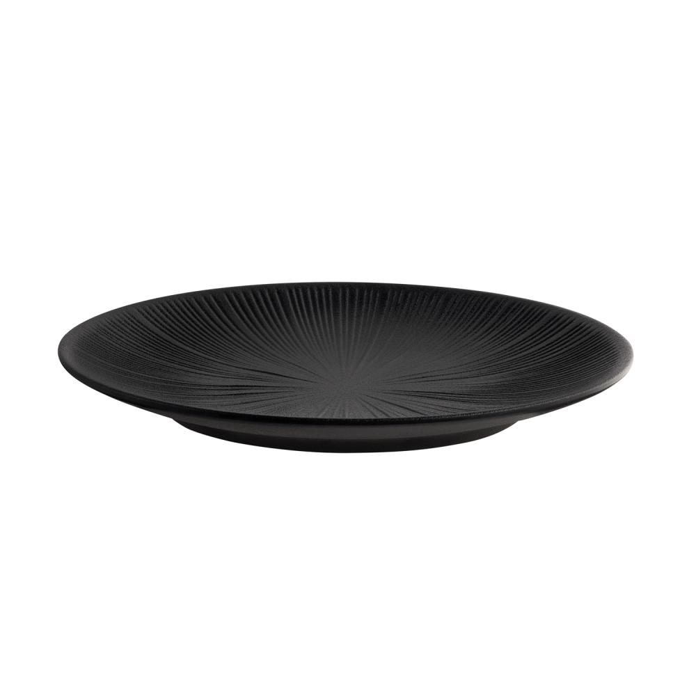APS Bord NERO - melamine, Ø 29 cm, hoogte 3 cm, zwart, stapelbaar, vaatwasmachinebestendig