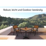 thumbnail of 2er-Set Gartenstuhl+Gartentisch HWC-J95, Stuhl Tisch, Gastro Outdoor-Beschichtung, Alu Holzoptik ~ schwarz, teak