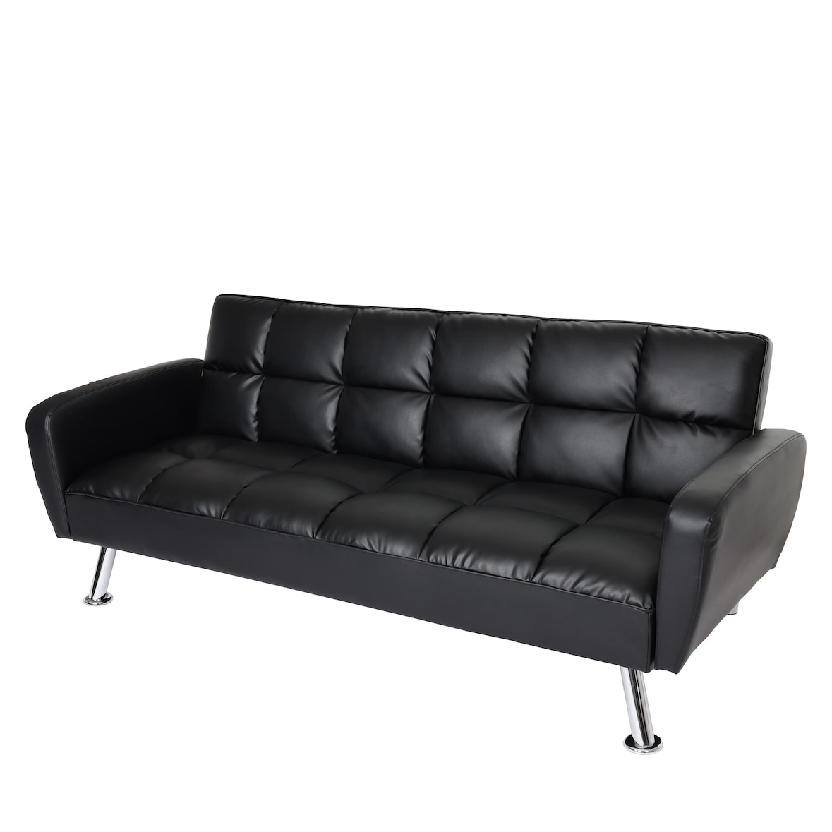 Sofa HWC-K19, Couch Schlafsofa Gästebett Bettsofa Klappsofa, Nosagfederung Schlaffunktion 203cm ~ Kunstleder schwarz