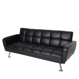 thumbnail of Sofa HWC-K19, Couch Schlafsofa Gästebett Bettsofa Klappsofa, Nosagfederung Schlaffunktion 203cm ~ Kunstleder schwarz