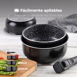 thumbnail of BERGNER Click&Cook - Set aus 5 Bratpfannen Ø18/Ø20/Ø22/Ø24/Ø26cm aus gepresstem Aluminium, dazu 3 Stielkasserollen Ø16/18/20cm und 3 abnehmbare Griffe