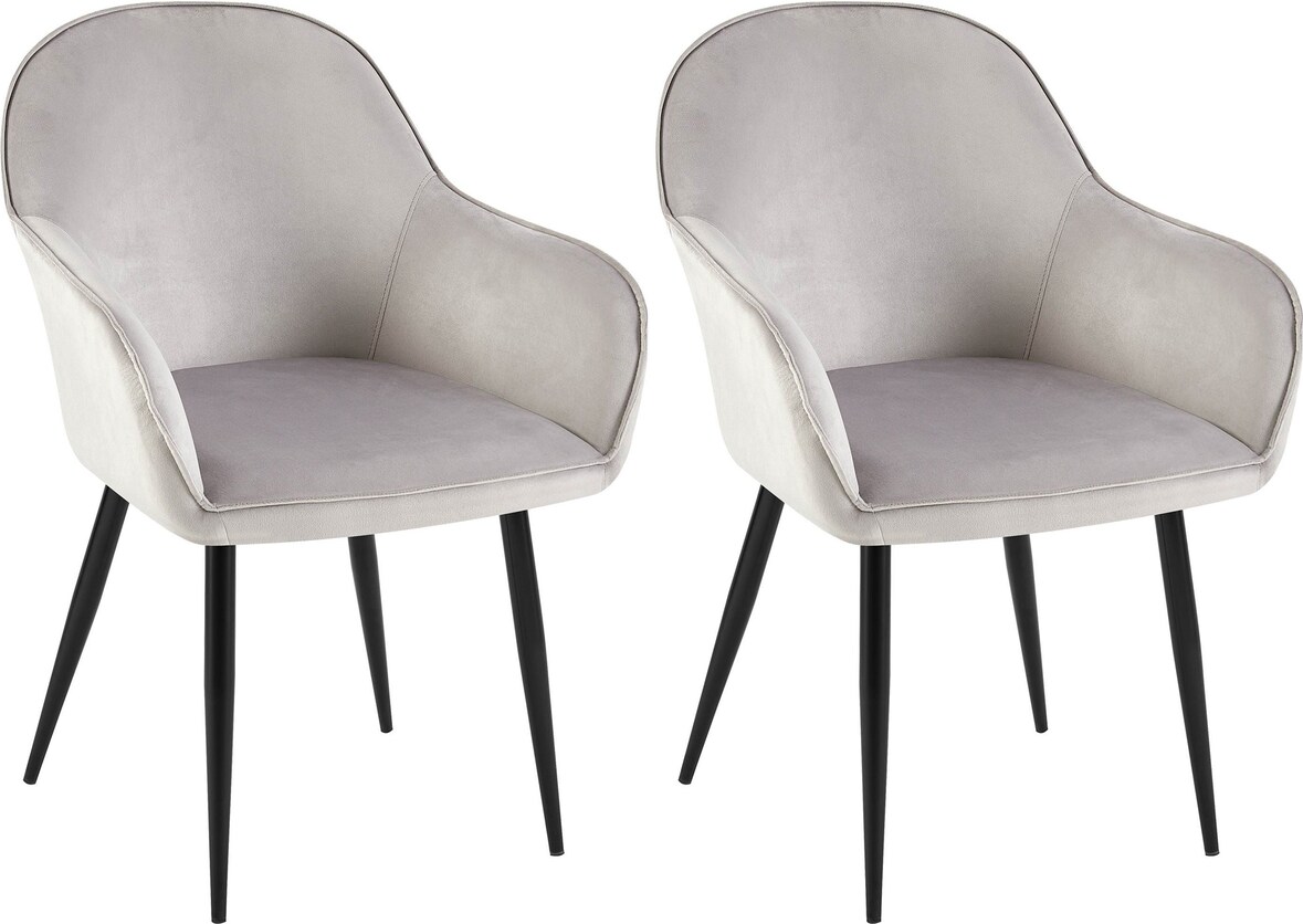 CHEFGASTRO 2er Set Esszimmerstuhl CORDOBA Samt HxBxT 84x60x60cm Samt Grau Küchenstuhl