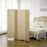 thumbnail of HOMCOM Biombo Separador de Ambientes de 4 Painéis 159,5x169,5cm Divisor de Ambientes Dobrável de Corda de Papel Marrom