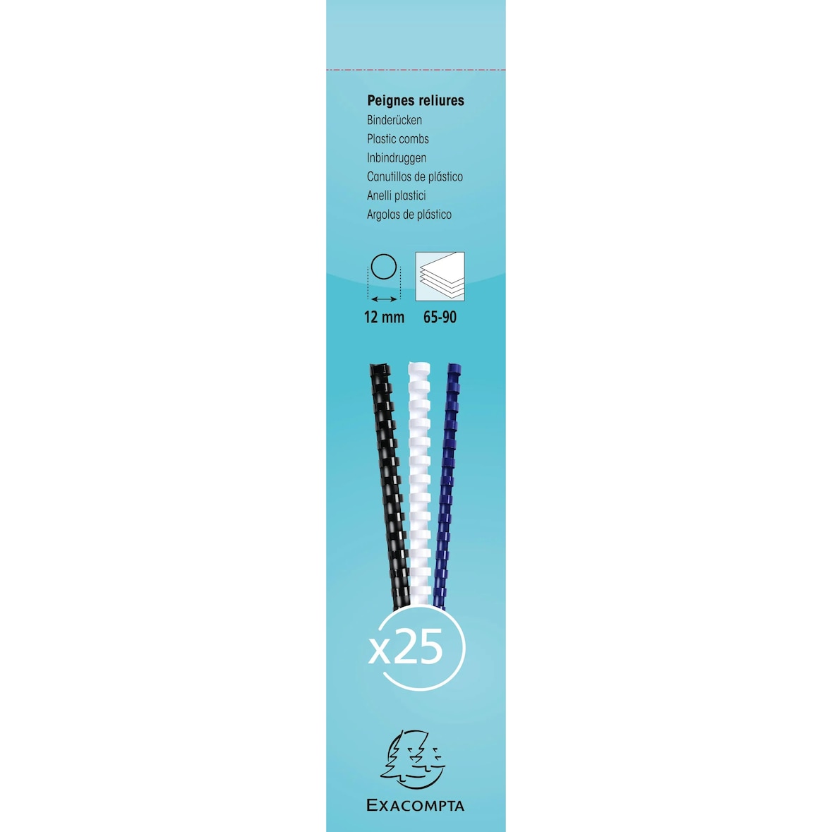 Exacompta 76400E Schachtel mit 25 Spiralen 12 mm aus PVC für die Bindung, für DIN A4 - Weiß
