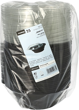 25 bols à salade, PET 600 ml Ø 16,6 cm · 5,9 cm noir 