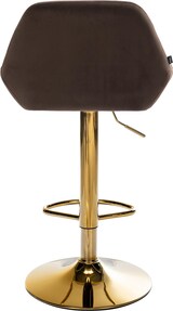 thumbnail of Barhocker BIKEL - Samt Braun 51x52x89 cm Gold | Barstuhl Höhenverstellbar Mit Lehne Drehbar Tresenhocker Tresenstuhl Kneipenhocker Kneipenstuhl