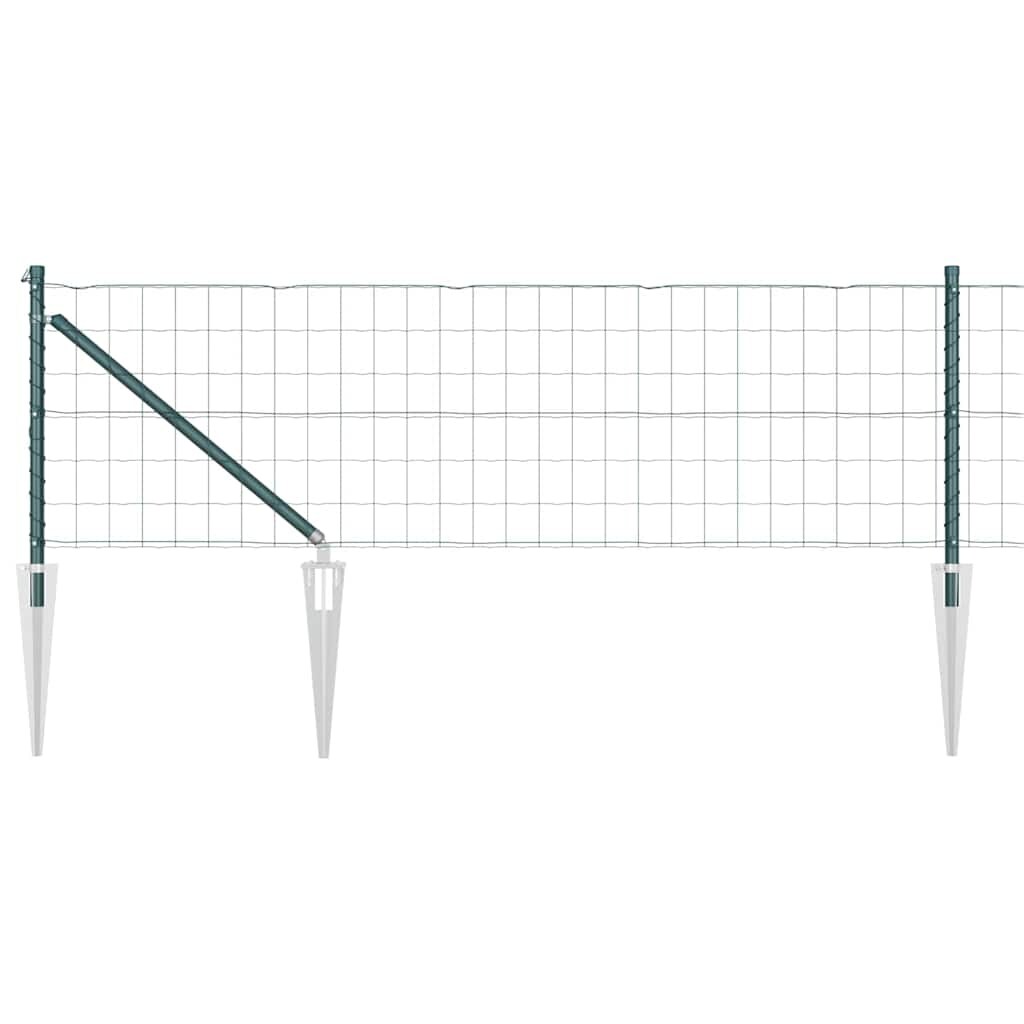 vidaXL Zaun mit Pfosten Grün 0,6 x 25 m Stahl und PVC