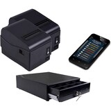 thumbnail of Handy MINI-Kasse für Gastronomie: 5" Kassenterminal, 2xBondrucker, Kassenlade mit Untertischhalterung