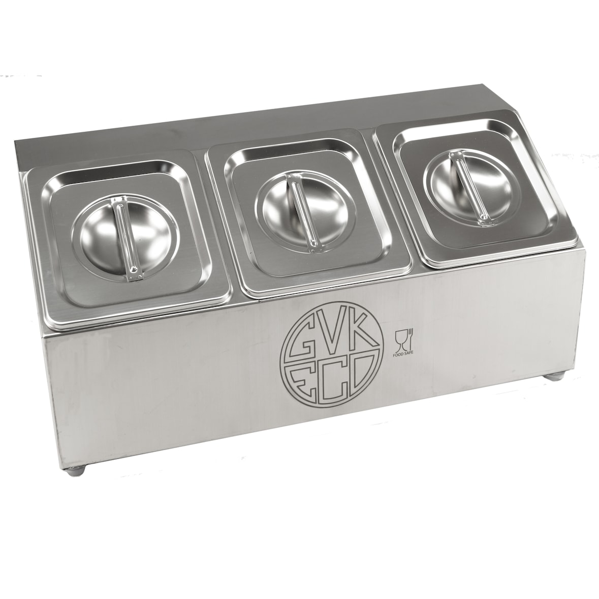 GN-Aufsatzbord für 3 Stück 1/6 Gastronormbehälter inkl. 1/6 GN-Behälter mit Deckel