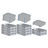thumbnail of PROREGAL SparSet 10x Eurobox NextGen Economy mit Auflagedeckel & 4x Verschlüsse Blau, Griffe offen, HxBxT 12x40x60cm, 23L, Eurobehälter, Box