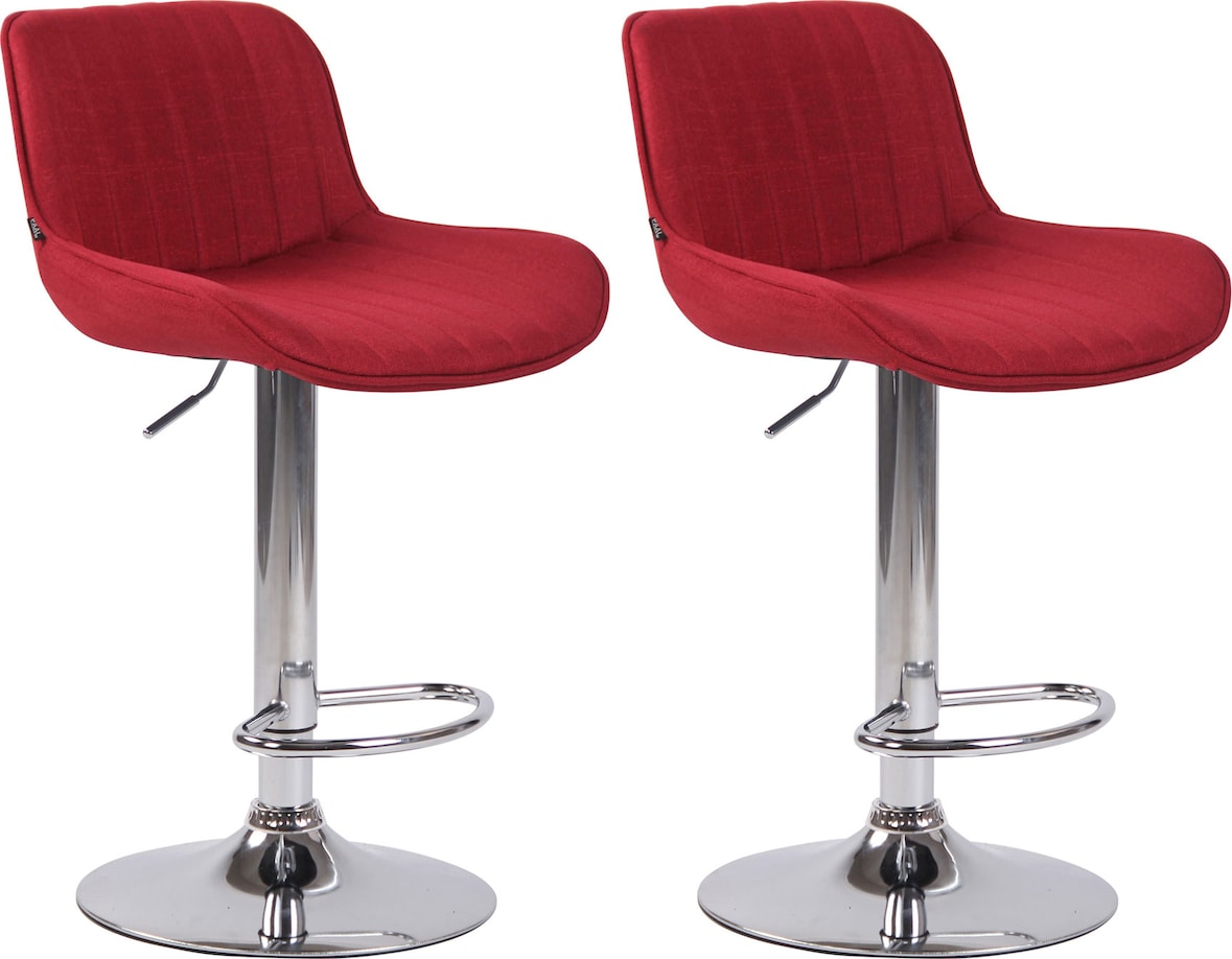 CHEFGASTRO 2er Set Barhocker SAHARA Stoff Chrom HxBxT 86x50x50cm Stoff Rot Barstuhl