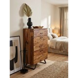 thumbnail of Kommode 80x120x41,5 cm Sheesham Massivholz / Metall Flurkommode, Sideboard Highboard mit Baumkante, Kommodenschrank Holz Modern, Standschrank