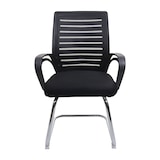 thumbnail of Set van 2 conferentiestoelen HWC-K51, bezoekersstoel sledemodel, 150 kg draagvermogen stof/textiel ~ zwart