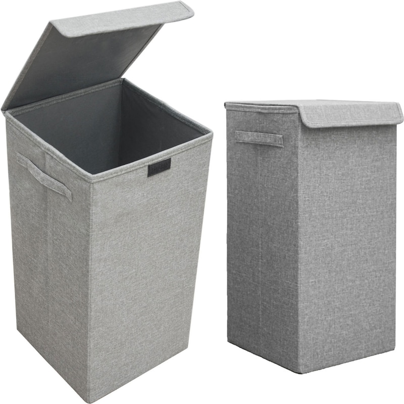 2er Set 50L Wäschekorb mit Deckel 30x30x60 - XXL Wäschesammler Wäschebox Faltbar