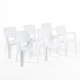 thumbnail of Set van 6 monoblock stoelen ANITA van polypropyleen met glasvezel, houtlook, stapelbaar voor buiten en tuin, bar en restaurant – Wit