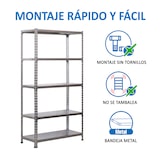 thumbnail of SimonRack Metallregal, 1800x900x500 mm, 5 Ebenen, Metallboden, 180 kg Biegepunkt, Grau - Simonclick