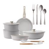 thumbnail of BERGNER - 10-teiliges Kochgeschirr-Set aus Aluminiumguss mit Antihaftbeschichtung und abnehmbarem Griff sowie ein 16-teiliges Besteckset aus Edelstahl