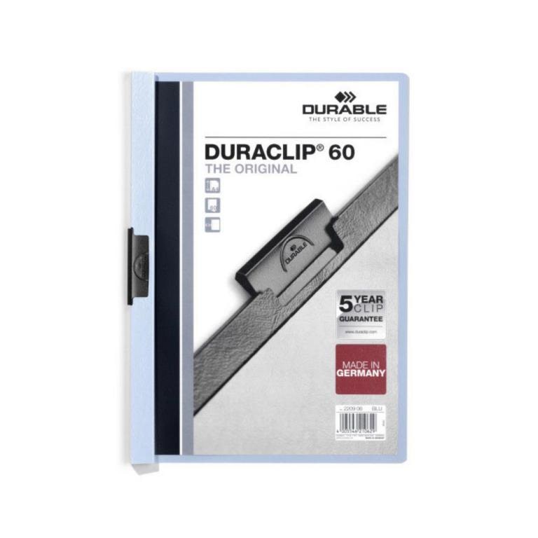 Packung mit 10 Stück Dossier Durable A4 Duraclip 60 Blatt Hellblau
