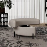 thumbnail of Aufbewahrungs-Fußhocker Chenille Beige mit verstecktem Stauraum und gepolsterter Sitzfläche