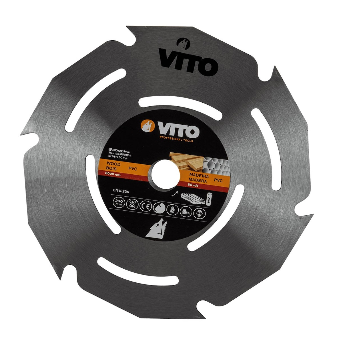 Snijschijf voor hout en PVC Diameter 230 mm Boring 22,5 mm VITO