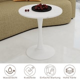 thumbnail of Couchtisch Rund Weiß 70x70x72 cm, Kunstmarmor Tischplatte, hochbeinige Konstruktion, minimalistisches Design, vielseitig als Beistelltisch
