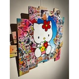 thumbnail of Pop Art Gemälde HELLO KITTY auf Holzpaletten mit der Unterschrift von Vincent STREIFF®
