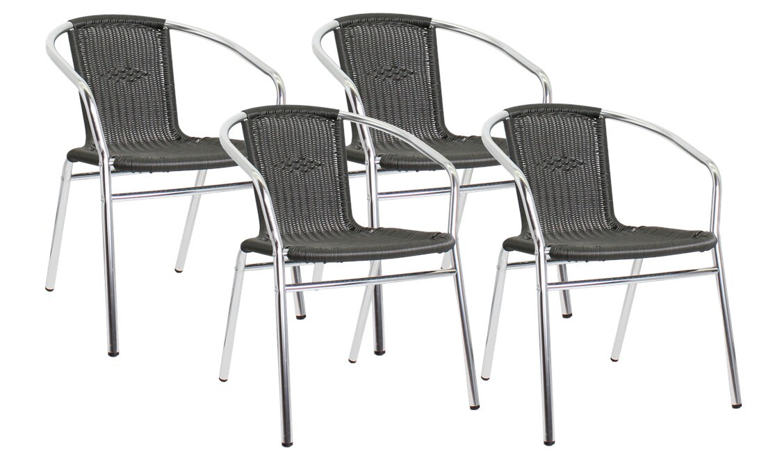 pemora 4-er Set Bistrostuhl Terrassenstuhl Balkonstuhl Aluminium Stapelstuhl Geflecht aus Neoprofil KIR anthrazit