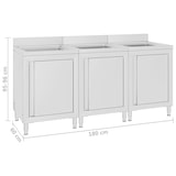 thumbnail of DELUKE® Spülschrank aus Edelstahl mit Aufkantung MEDO, 3x Becken Edelstahl Gastro-Spülschrank Spülenunterschrank, 180x60x96cm