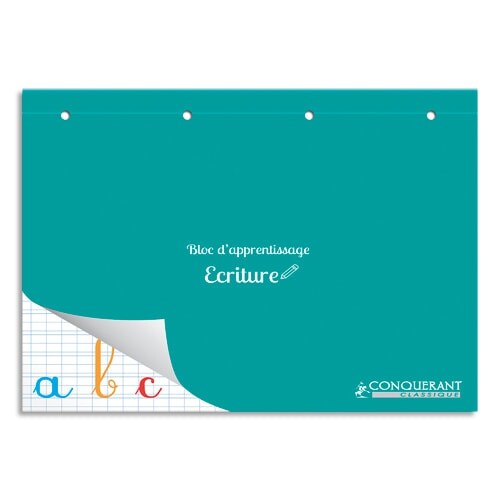 Lot de 5 Bloc d'apprentissage Ecriture Classique A4 paysage, couv. carte vert 160p./80 feuilles 90g/m², double ligne 3/10