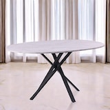 thumbnail of Ovaler Tisch 150x100 cm, Metallkreuzbeine, Laminatplatte, Esstisch für 4 Personen, X-Beine, moderner Stil–Carlo–Marmor