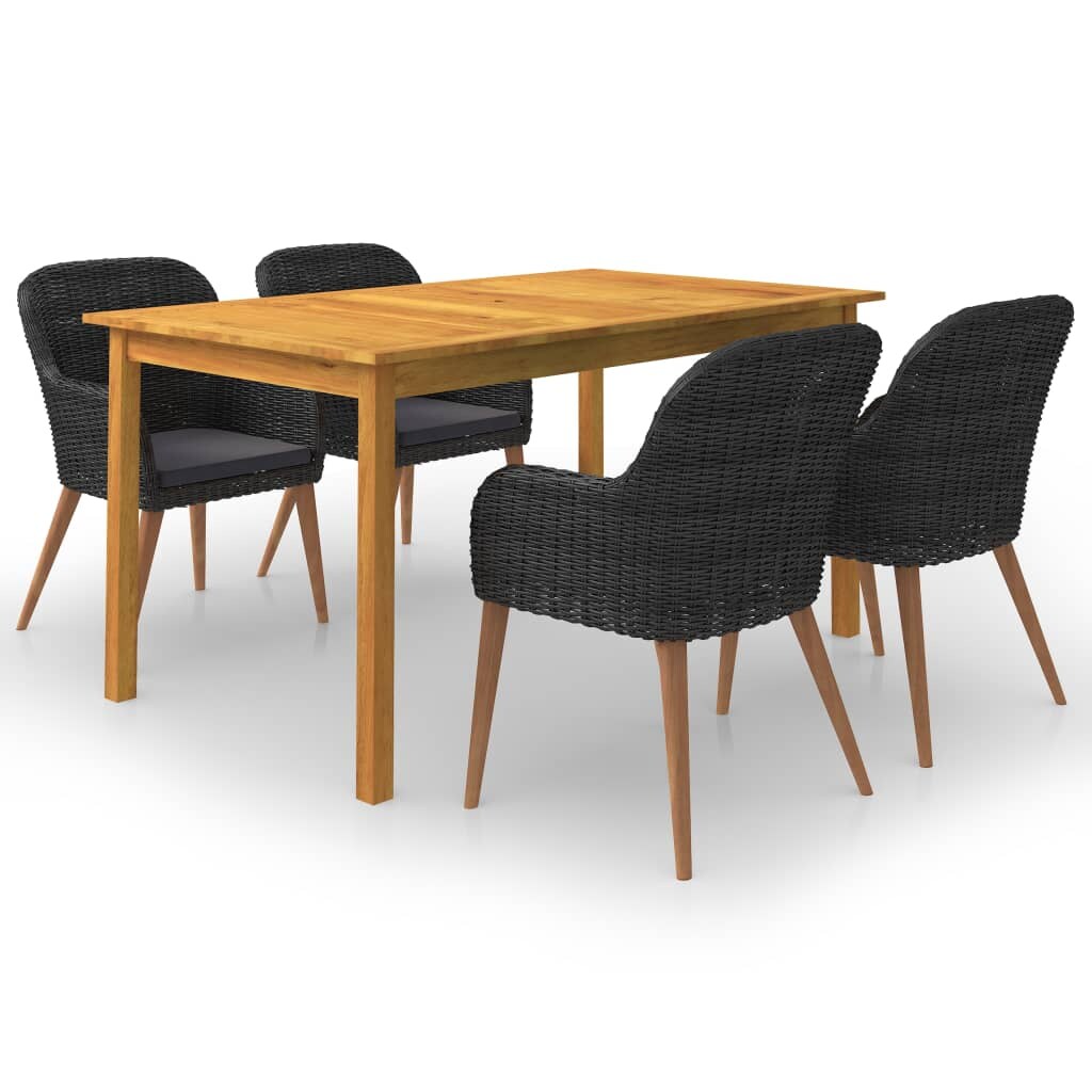 Helloshop26 - Juego de comedor de jardín exterior negro de 5 piezas 02_0013835