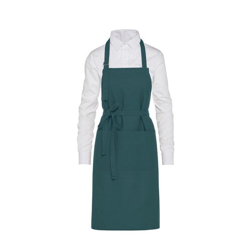 LISBON - Cotton Heavyweight Bib Apron with Pocket: One Size / Enamel Blue