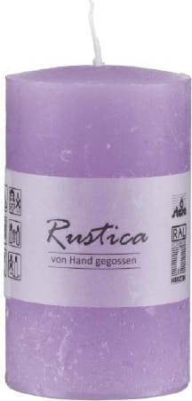 Rustikale durchgefärbte Kerze Flieder, 100 x 60 mm, Stumpenkerze, rußarm, tropffrei, RAL Kerzengüte Qualität