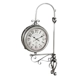thumbnail of Orologio bifacciale da parete tipo stazione in ferro finitura acciaio anticato | miglior qualità orologio design