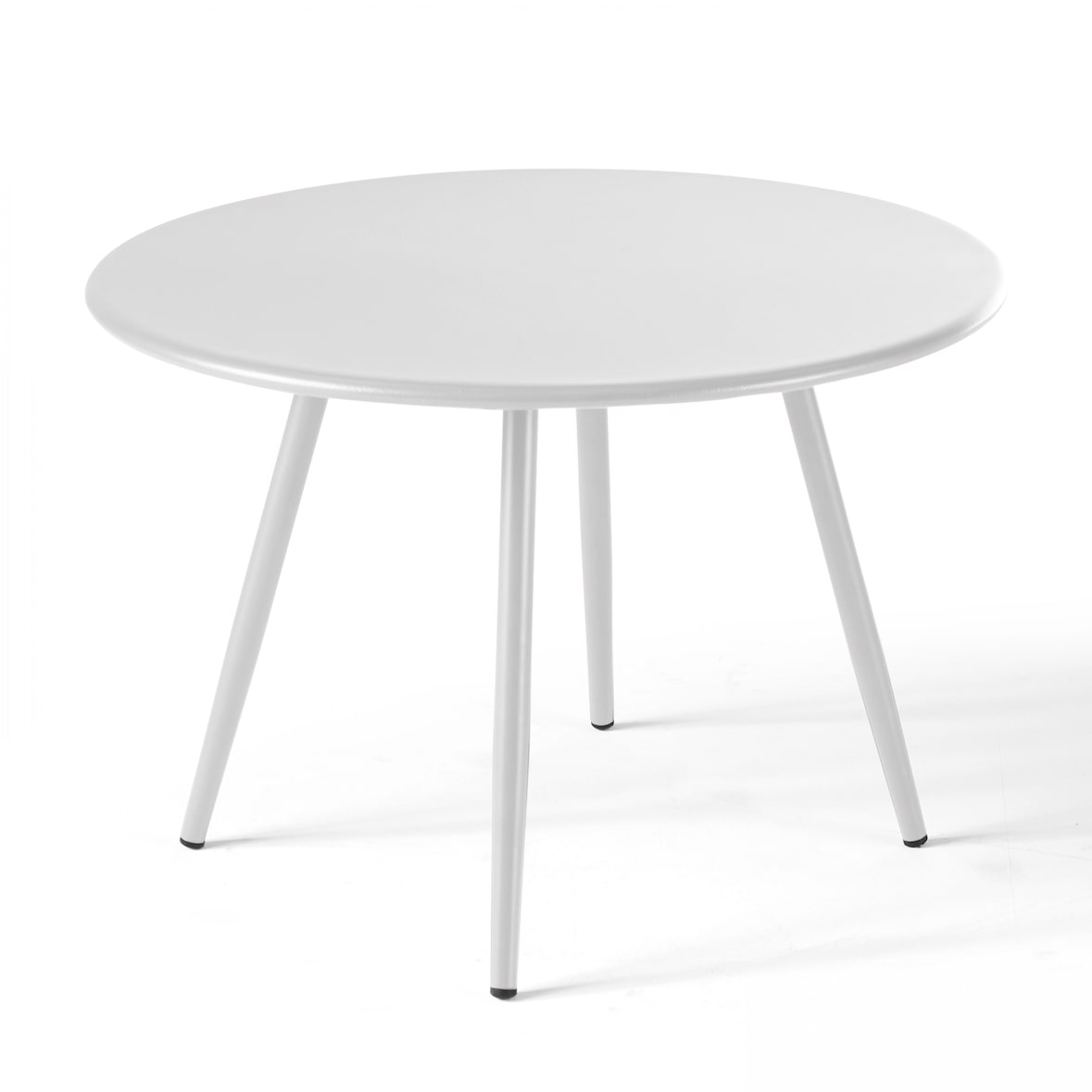Table basse de terrasse ronde en métal blanc 40 cm