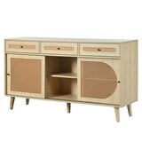 thumbnail of Merax Sideboard Landhausstil mit Schublade und 6 Fächer, Kommode mit Rattangeflecht, Anrichte, TV-Board, B:140cm