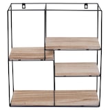 thumbnail of Estante de pared HWC-K76, estante colgante estante flotante, 4 estantes metal madera maciza industrial 51x40x11cm ~ natural