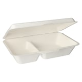 thumbnail of 100 Menüboxen, Zuckerrohr `pure` 2-geteilt 6,5 cm x 24 cm x 15,5 cm weiss
