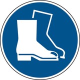 thumbnail of Gebotsschild, Fußschutz benutzen M008 - ASR A1.3 (DIN EN ISO 7010) - 20 mm Folie selbstklebend