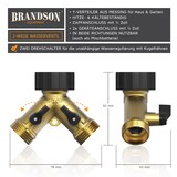 thumbnail of Brandson Wasserventil 2 Wege - Y-Verteiler für 3/4 Zoll Wasserhahn - Garten Wasserverteiler - Verteileranschluss für Wasserschlauch - 2 Drehschalter