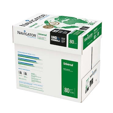 Caixa 5 Resmas Papel Fotocópia A4 Navigator 80Gr Branco
